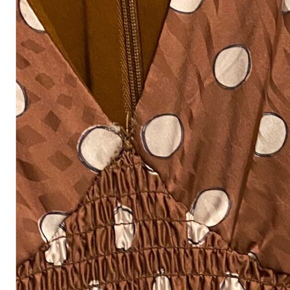 Slate and Willow Jumpsuit Sketched Polka Dot Brown White Size 2 - Picture 11 of 15